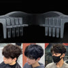 A black hair styling comb with wide teeth is shown alongside models demonstrating its use for volumizing and styling hair.