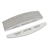 A set of 100 professional nail files with multiple grits, shown in a silver and white striped packaging.