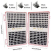 Un étui en plastique rose contenant un lot d'extensions de cils individuelles en grappe de différentes longueurs.