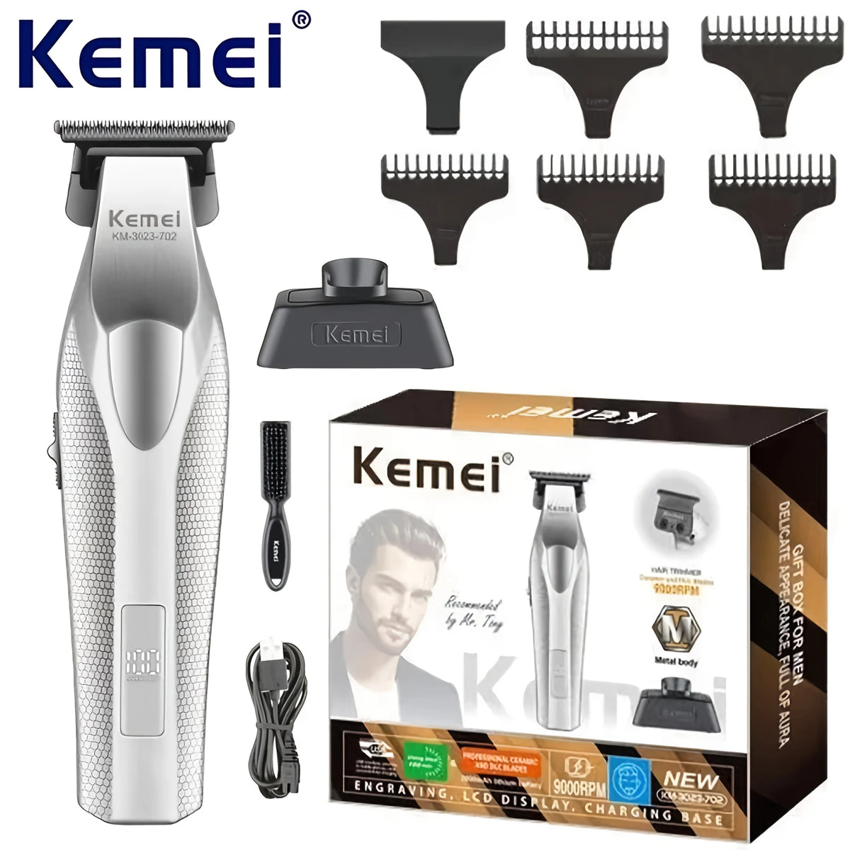 Kemel elektrische Gravier- und Trim-Set mit verschiedenen Werkzeugen und der Hauptgerätetruhe.