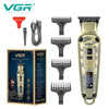 A set of VGR professional electric hair trimmers, including various sizes and attachments.