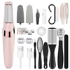 A set of electric foot files for callus and dead skin removal including various shaped files and tools.