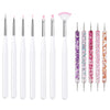 A set of precision nail art brushes featuring various colors including purple, pink, and iridescent finishes.