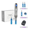 A Dr.pen microneedling pen device shown with its box, components, and a US plug.