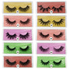 A set of ten pairs of premium mink false eyelashes displayed in various shades and styles.