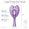A purple Angel Wing hair brush with a tapered handle, shown against a white background.