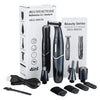 A multifunction 4 in 1 shaving kit with various grooming tools shown in a box and loose components.