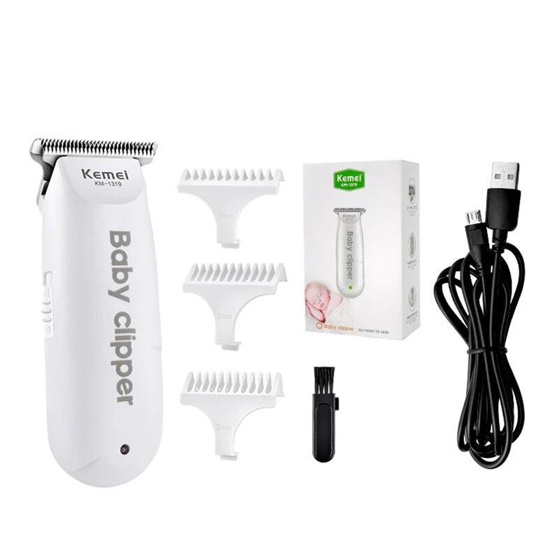 White Kemel Baby clipper and accessories including multiple hair clippers and charging cables