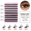 A pink storage case for black eyelash extensions in various lengths from 8mm to 16mm.