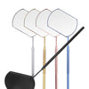 A set of professional stainless steel eyelash speculum mirrors with black handles and various colored stems