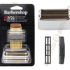 Pack of replacement foil heads for a barbershop shaver, including two full blades and one spare.