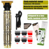 A professional electric hair trimmer with various guard attachments for beard and body grooming.