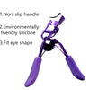 A purple professional eyelash curler set with a non-slip handle and fit eye shape design.