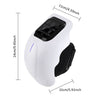 A white infrared knee massager with heat and vibration features controls and is shown from the side.
