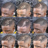 Eine Ansammlung von Nahaufnahmen verschiedener Fading- und Undercut-Frisuren mit einer professionellen Kombi-Haarschere und -