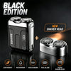 Black edition portable electric beard shaver with a new shaver head and features like waterproof design and USB charging