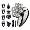 A collection of grooming tools including electric shavers, trimmers, and various attachments for hair and beard styling.