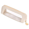 Beige PU-Leder-Make-up-Pinsel-Organizer-Tasche mit klarem Fenster und goldener Anhänger