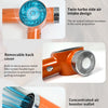 Orange professional salon hair dryer featuring twin-turbo air intake design and a removable back cover.