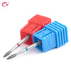 A set of two colored diamond nail drill bits, one red and one blue, with metal shafts.