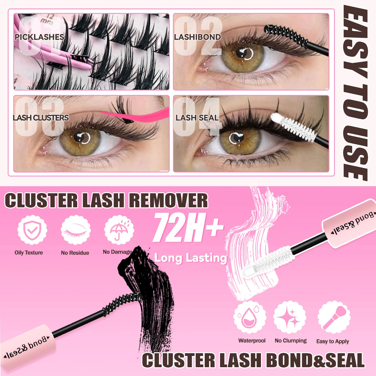 A set of cluster lash remover and bond seal tools for DIY volume lash extensions.
