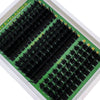 A close-up view of thick spiky cluster eyelash extensions displayed in a packaging box.