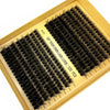 A box containing a set of 320 DIY eyelash extensions in black, displayed in a gold frame.