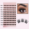 A pink plastic tray displaying various lengths of black mink false eyelashes, ranging from 8mm to 12mm.