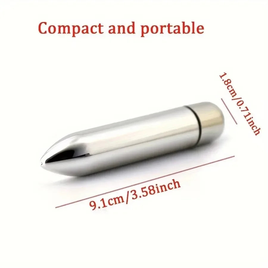 Herramienta mini plateada para masaje facial y de ojos para absorción de loción, vista de perfil