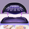 Abnehmbare Basisplatte UV-LED Nagellampe mit lila Licht, die eine Hand und eine separate Basisplatte beleuchtet.