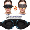 Comparison of a black eye mask designed to block light versus a similar product.