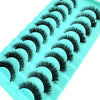 A plastic tray holding ten pairs of black false mink eyelashes for an eye lash application.