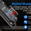 A close-up of a professional cordless hair clipper showing a digital display with battery, oil, and charging reminders.