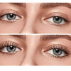 Before and after comparison showing the results of using reusable silicone eyelash curler pads