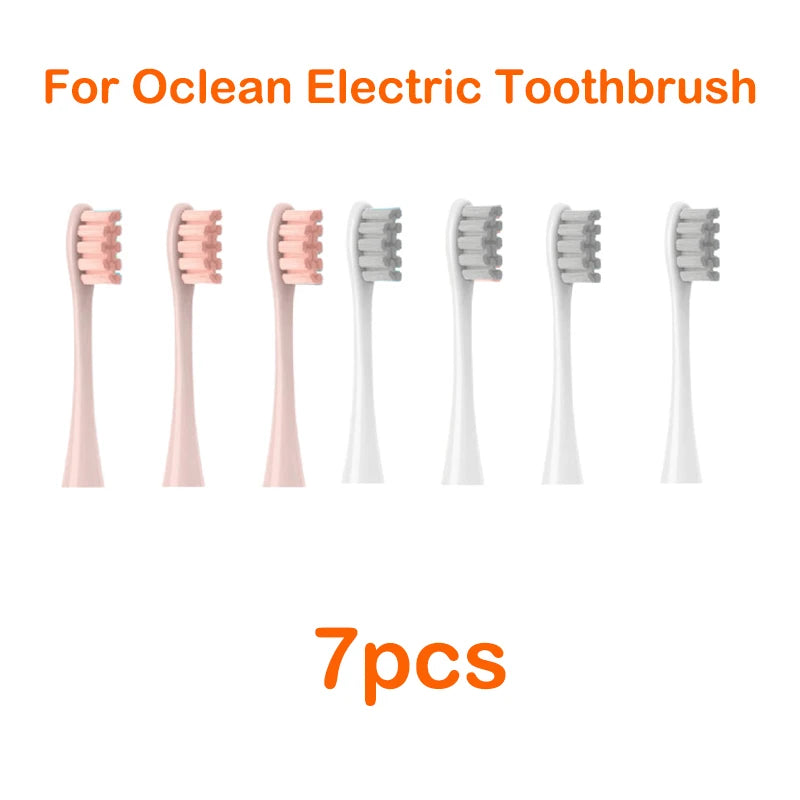 Seven replacement silicone bristles for an Ocean electric toothbrush.