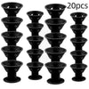 A set of 20 black heatless silicone curling hair tools arranged in columns.