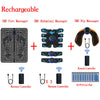 Set of rechargeable EMS foot, abdominal, and hip massagers with remote controllers and gel pads