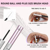 A cosmetic brush head with a round ball and plus size bristles shown for applying lash glue to eyelashes.