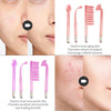 A set of pink facial beauty tools used for treating aging skin and acne-prone skin.