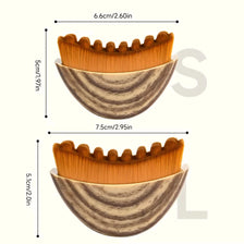 A pair of wooden lymphatic contour face brushes showing different sizes and shapes for facial massage.