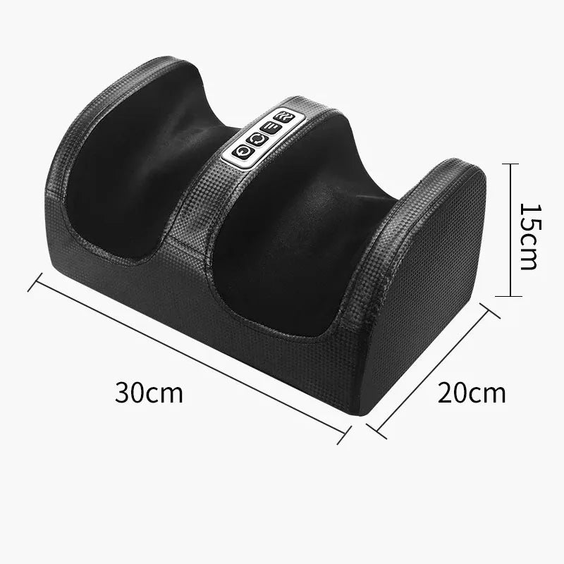 Black heated shiatsu foot massager with a textured surface and control buttons shown from above.