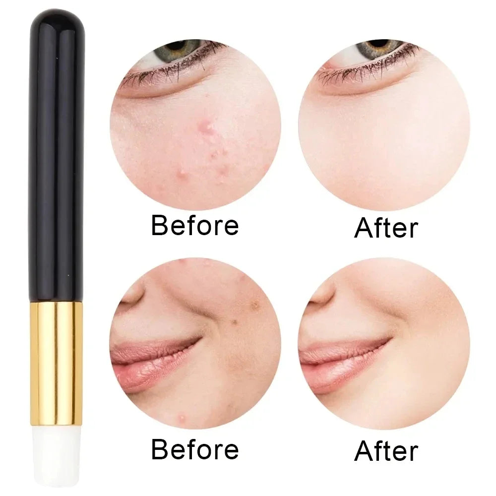 Comparison images showing before and after results of an eyelash extension cleaning brush.