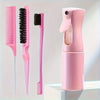 Ensemble de peignes pour cheveux professionnels roses : peigne à dents larges, peigne à dents fines et brosse à plat.