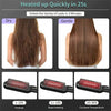 A black heated straightening and curling comb with multiple settings for hair styling.