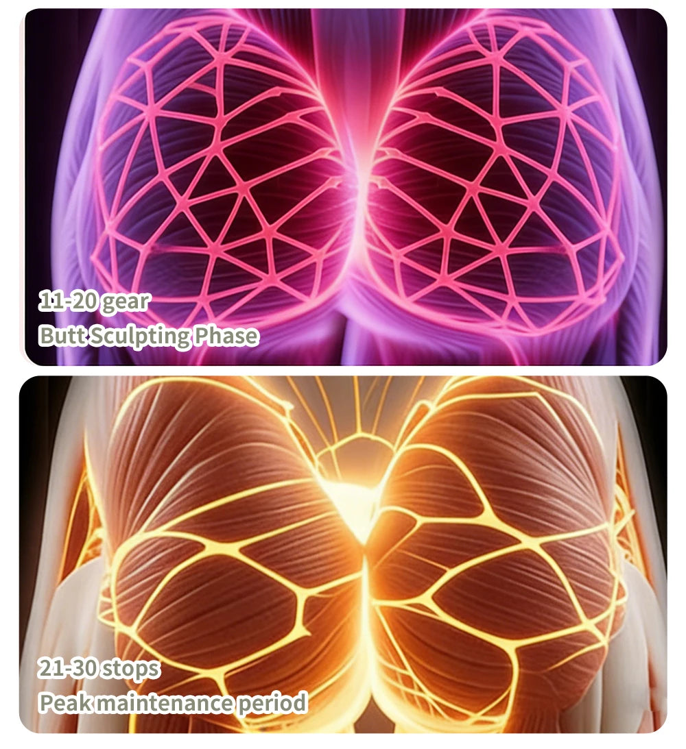 Close-up of a person's torso showing the muscle sculpting phase and peak maintenance period of EMS body shaper yoga pants