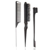 Set schwarze Wildschweinborsten-Haarbürsten für lockiges Styling, inklusive breites Kamm und Paddelbürste