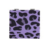 A purple leopard print double-sided portable makeup mirror.