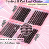 Pink box showing various lash clusters 30D 40D and 50D extensions for a natural look