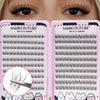 Close-up of pink packaging for Marks Future self adhesive eyelashes showing various lash styles and a detail view of the lash