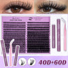 DIY-Kit für Wimpernverlängerungen mit künstlichen Wimpern, Kleber und Pinzette zum Anbringen.